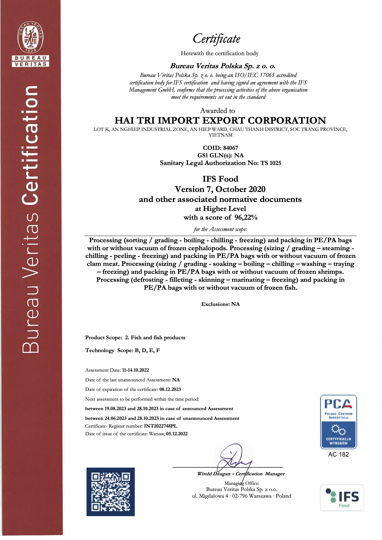 IFS Certificate